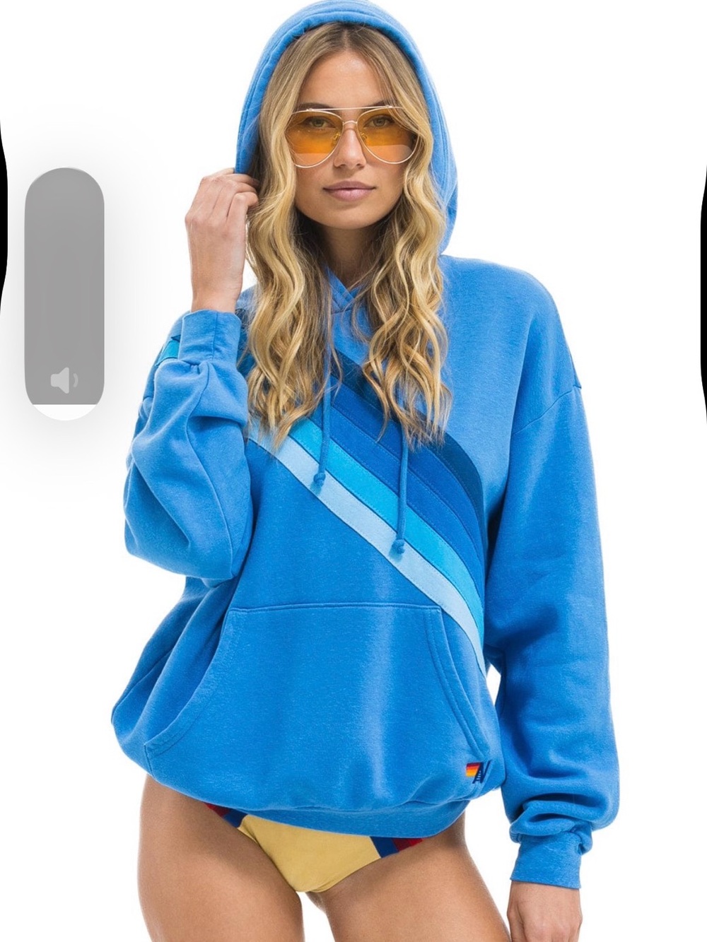 Aviator Nation Cross Striped Blue Rugby Sweatshirt Sweatpants SET - XS